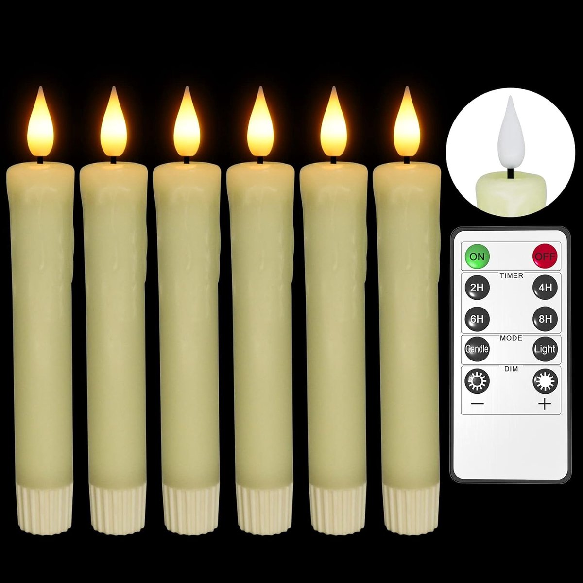 Led kaarsen met afstandsbediening, set van 6 elektrische kaarsen Led