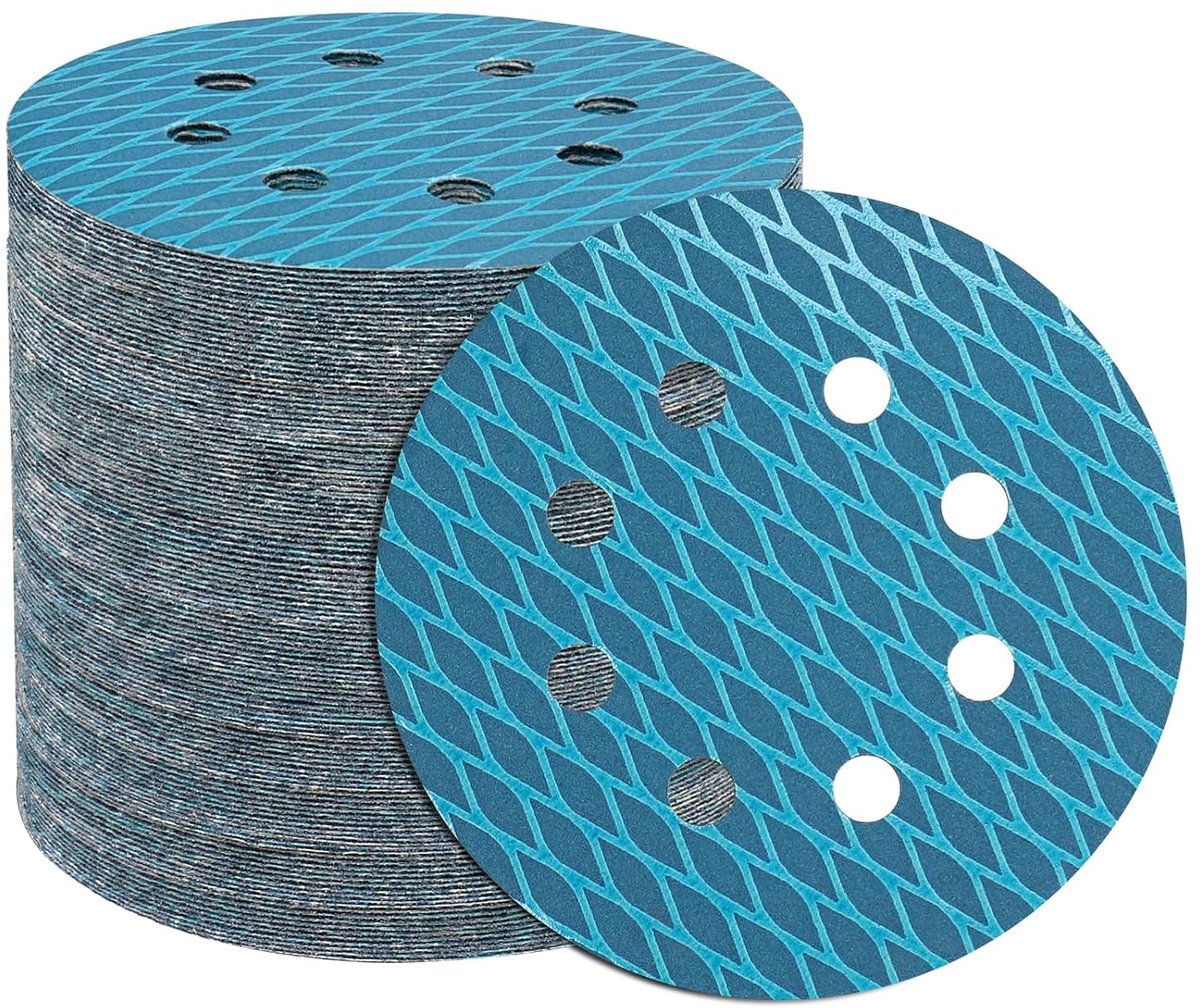 Schuurpapier, 100 stuks, 125 mm, klittenband, korrel 8 gaten, 240