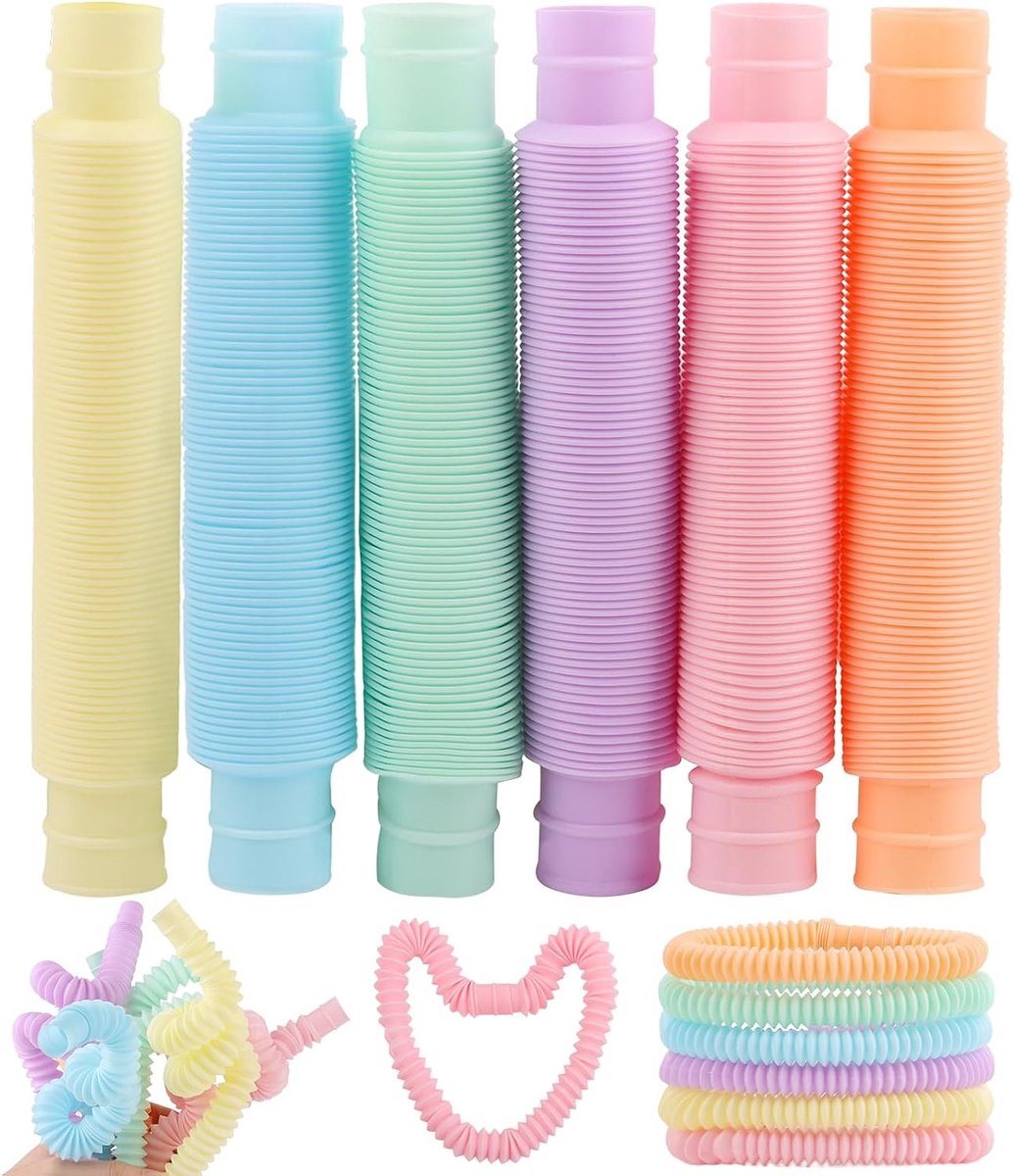 24 Stuks Pop Tubes, Mini Sensory Speelgoed voor Kinderen, Kleurrijke Rekbare Zappel Toys voor Ontspanning en Stimulatie