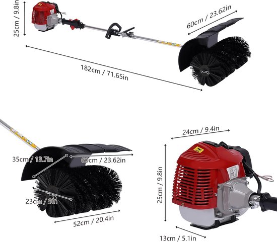 Benzine Veegmachine - Tuinbezem Motorbezem - Terras Reinigen - Grote Werkbreedte - 60 cm - Zwart — afbeelding 3