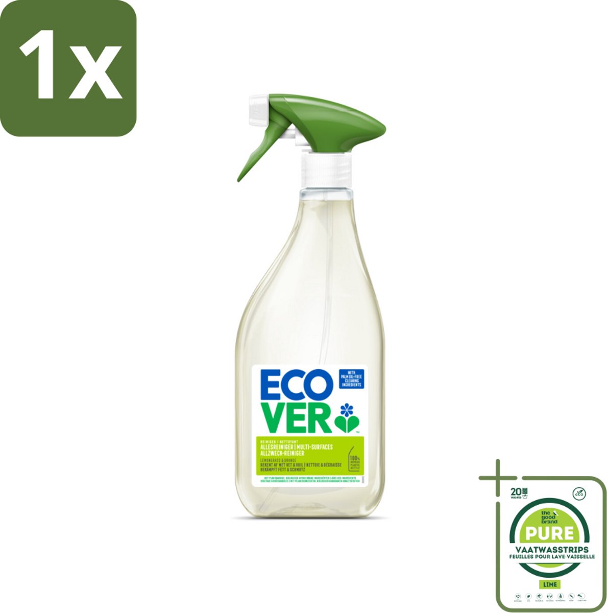 1 x Ecover - Allesreiniger Spray - Citroengras & Sinaasappel - 500 ml - Allesreiniger - Schoonmaakspray - Citrusgeur - Biologisch Afbreekbaar - Milieuvriendelijk