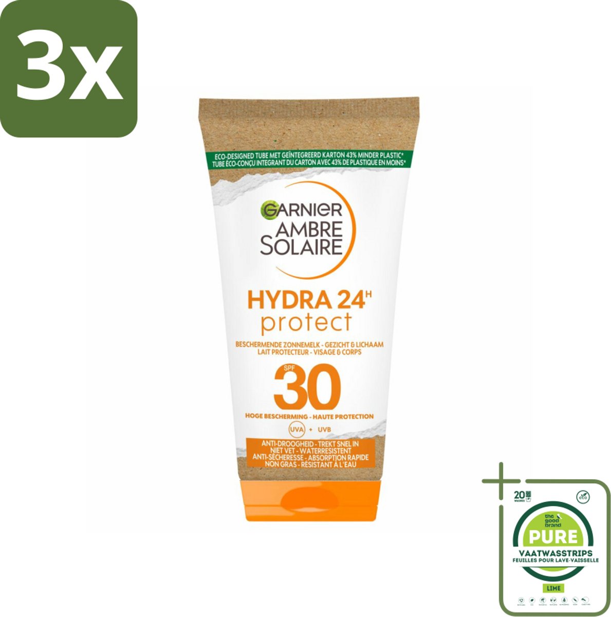 3 x Garnier - Ambre Solaire - Zonnebrandmelk - SPF 30 - Reisformaat - Gezicht & Lichaam - 50 ml - Grootverpakking - Zonnebrand - Zonnebescherming - Spf 30 - Reisformaat - Zonnemelk