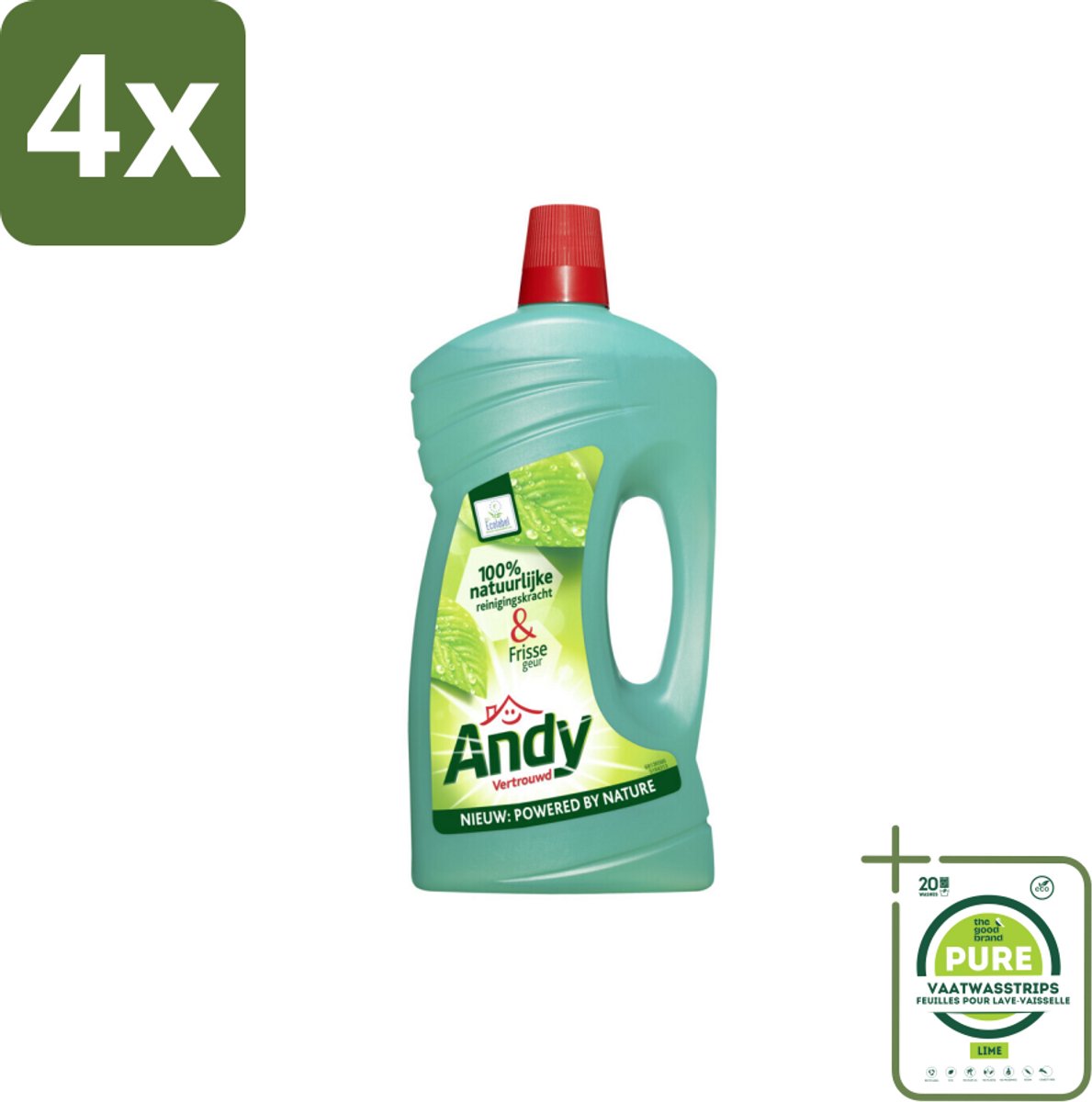 Andy - Vertrouwd - Allesreiniger - Fris & Vertrouwd - 1L - Voordeelverpakking - 4 stuks - Allesreiniger - Schoonmaak