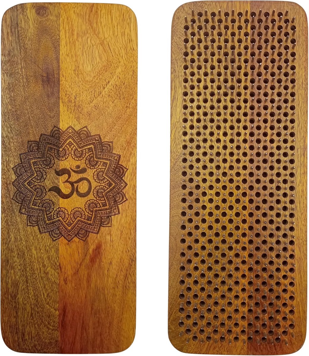 Board Mangohout Nagelbord, 100% handgemaakt, 4 maten: 8 mm, 10 mm, 12 mm en 15 mm, Yogapraxis, verlicht spanning, bevordert de doorbloeding, ontgiftend, helpt bij migraine en slaapstoornissen