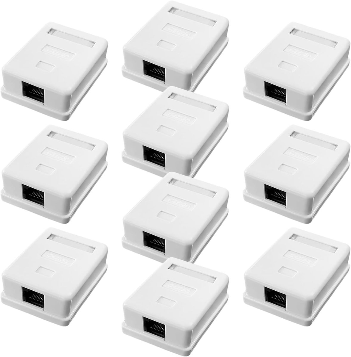 10 x CAT 6A opbouw netwerkcontactdoos 1 poort: RJ45-bus afgeschermd opbouw opbouw 10 Gbit/s Ethernet netwerk LAN opbouwdoos - netwerkkabel internetdoos set, wit