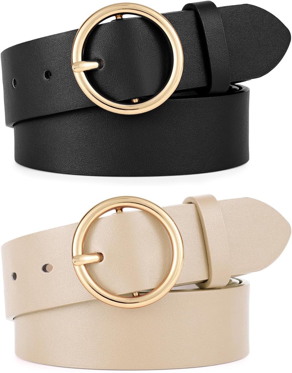 2 stuks leren damesriem voor jeans, broek, mode, dames, leren riem