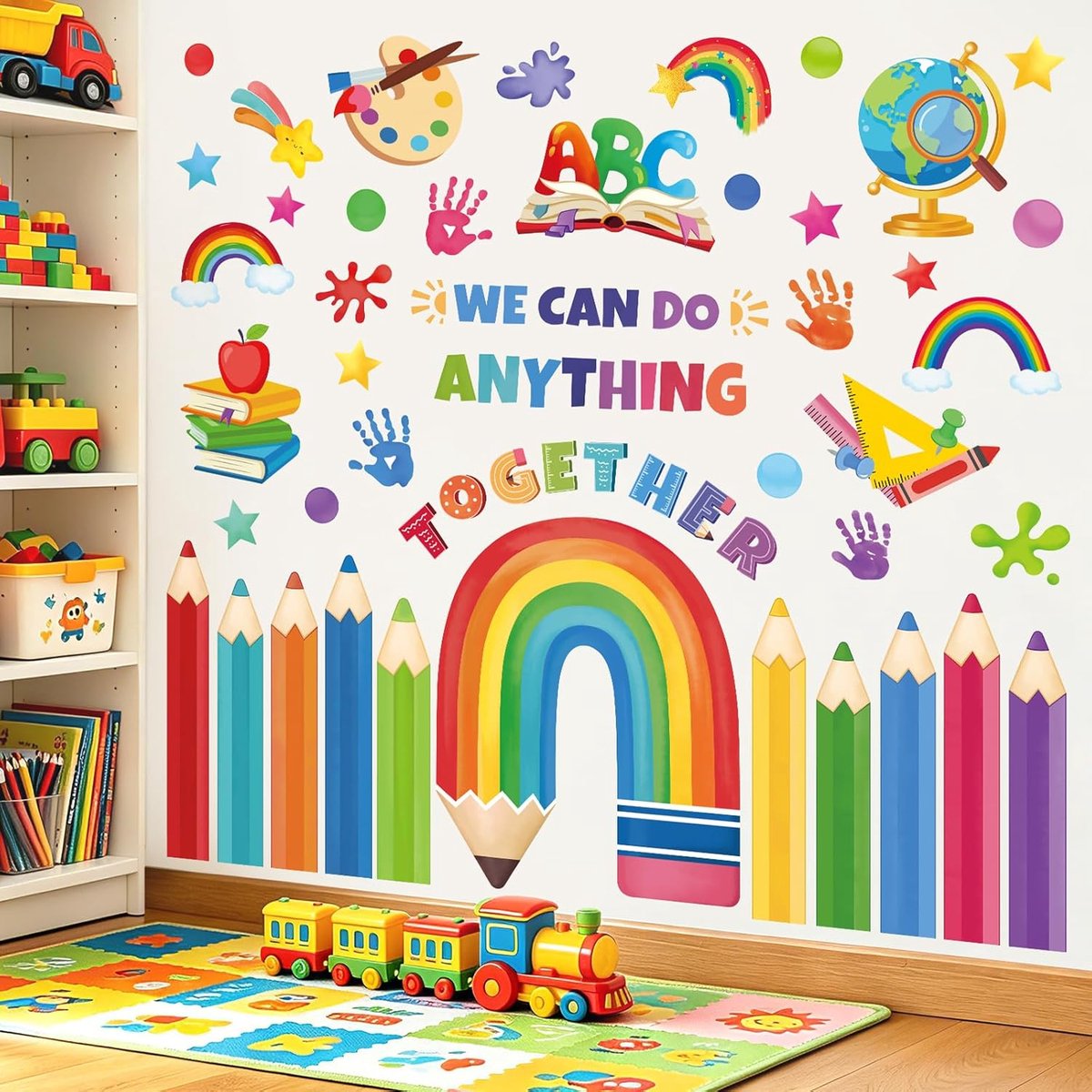 Muurstickers Inspirerende Citaten Handafdruk Regenboog Peel en Stick