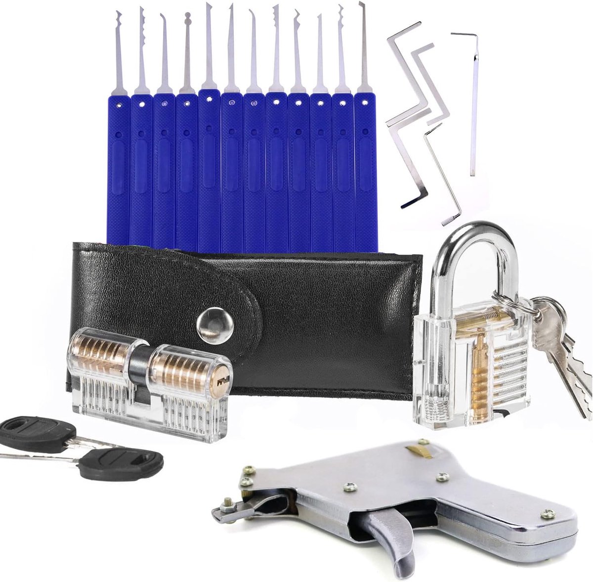 Set van 2 transparante sloten met 15 haken, 1 slotenmaker