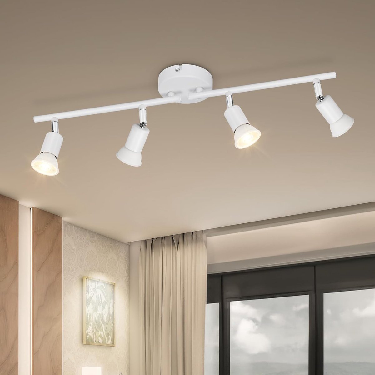 GU10 Plafondspot 4 LED Spots - Plafondverlichting Spot Orientabl Modern Wit voor Gang Woonkamer Eetkamer Keuken - Zonder Lamp | Moderne plafondverlichting, binnenverlichting voor hal, woonkamer, eetkamer, keuken, max. 50 W, zonder lamp