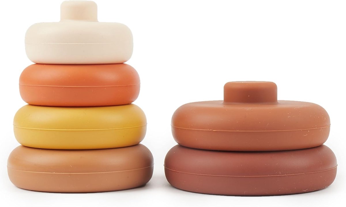 siliconen baby stapeltoren Chocolade Bliss baby stapeltoren vanaf 1 jaar | stapelbeker baby bpa vrij | stapelbeker baby | stapeltoren baby stapelspeelgoed stapelblokken baby meisjesspeelgoed