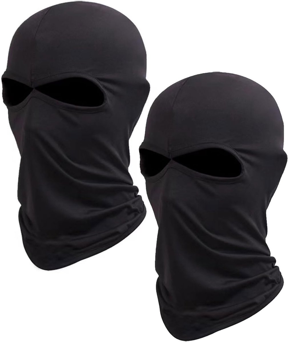 2 Stuks 2 Gats Bivakmuts, Klassieke Skimasker Bivaklava, Winter Zwart