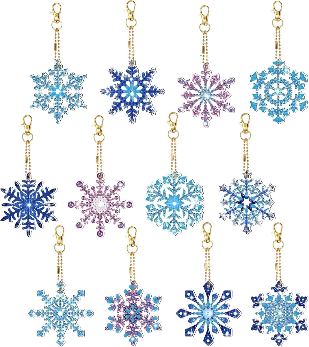 Diamond Painting sneeuwvlokken, kersthanger, 12 stuks, 5D