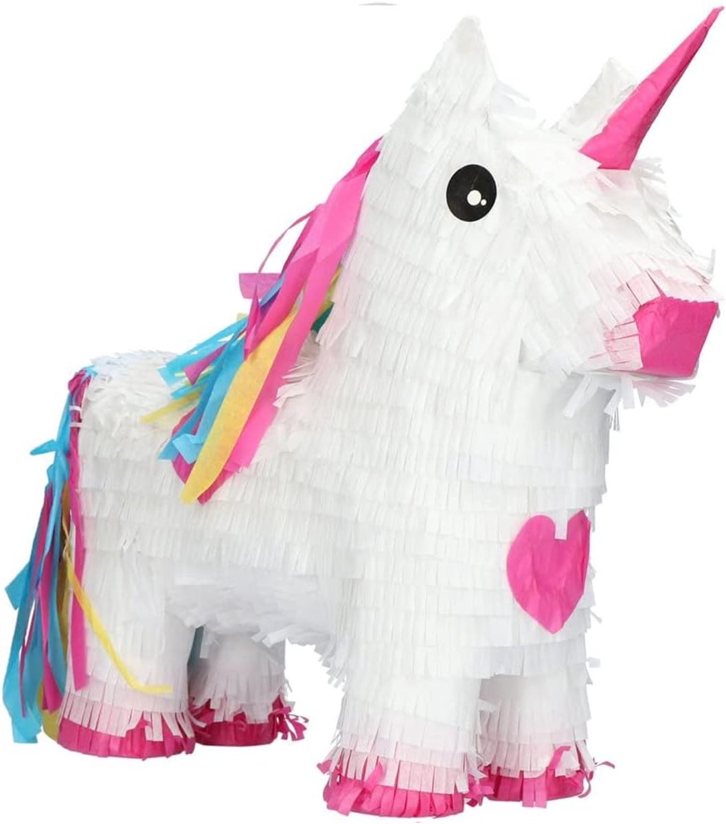 65834 - Pinata Eenhoorn Rainbow Bday - 35x35cm,wit