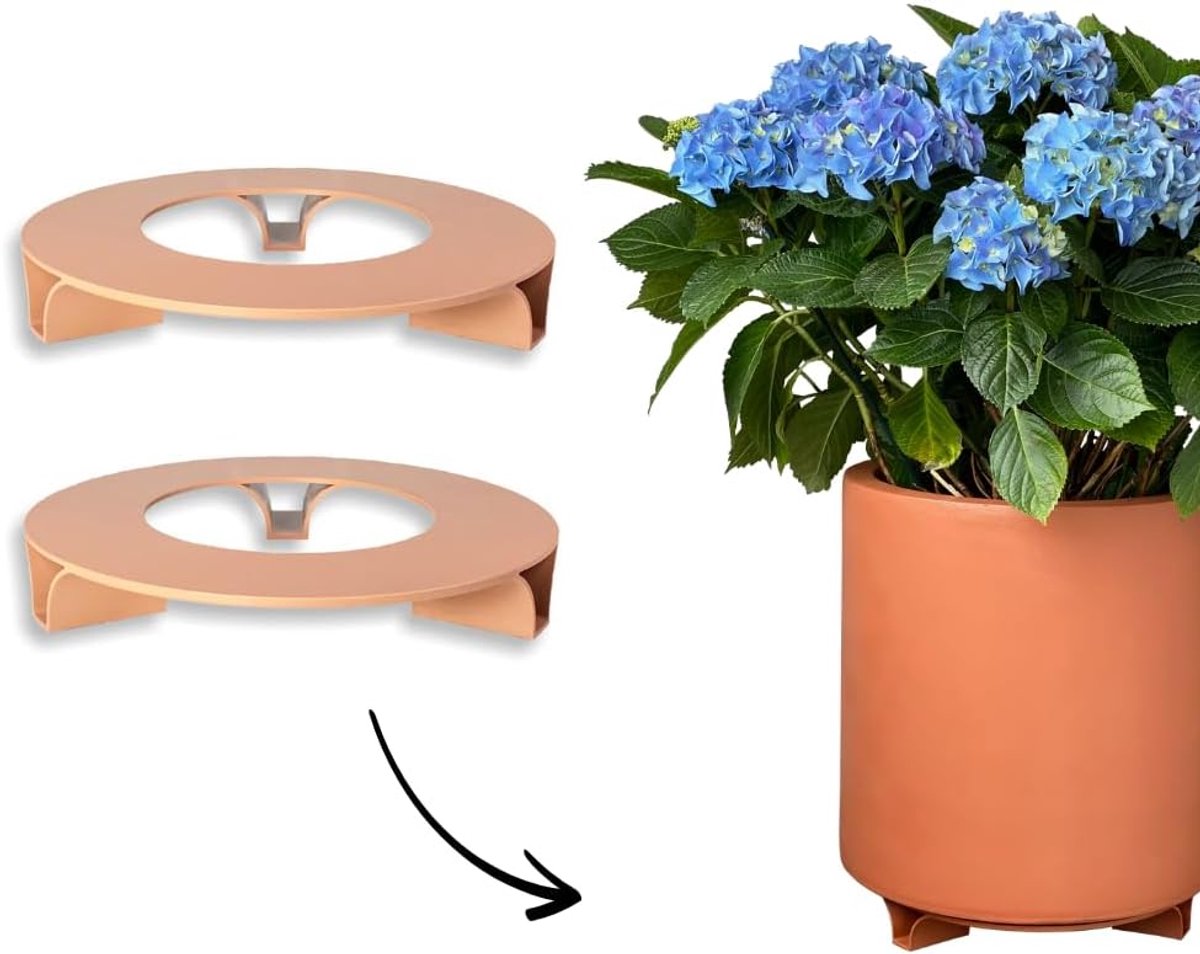 Set van 2 onderzetters voor bloempotten, kleur: terracotta, rond