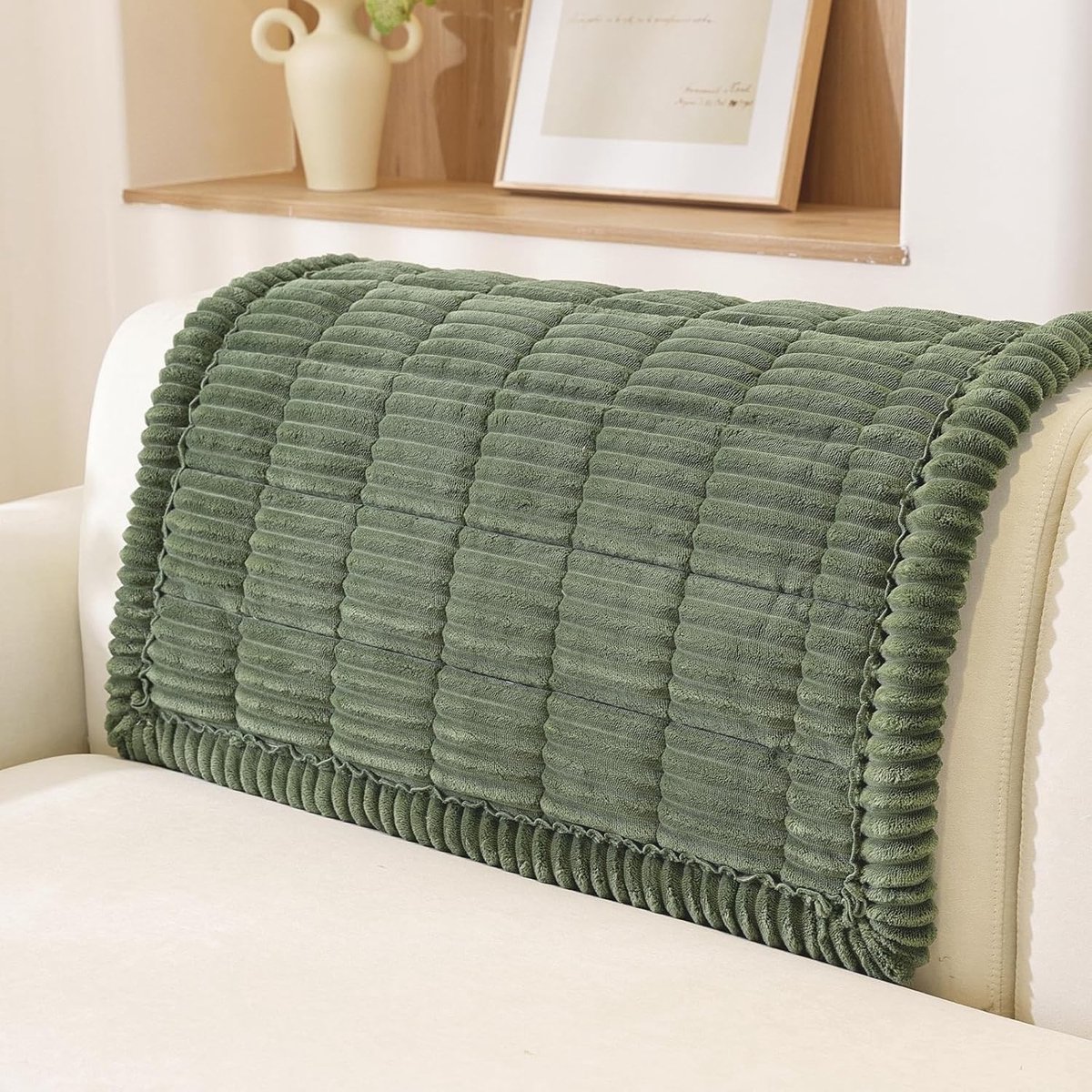 Dikke universele hoes voor bankstellen, chaise longue en hoekbanken - Super schuim, anti-slip, groen (70x90cm)