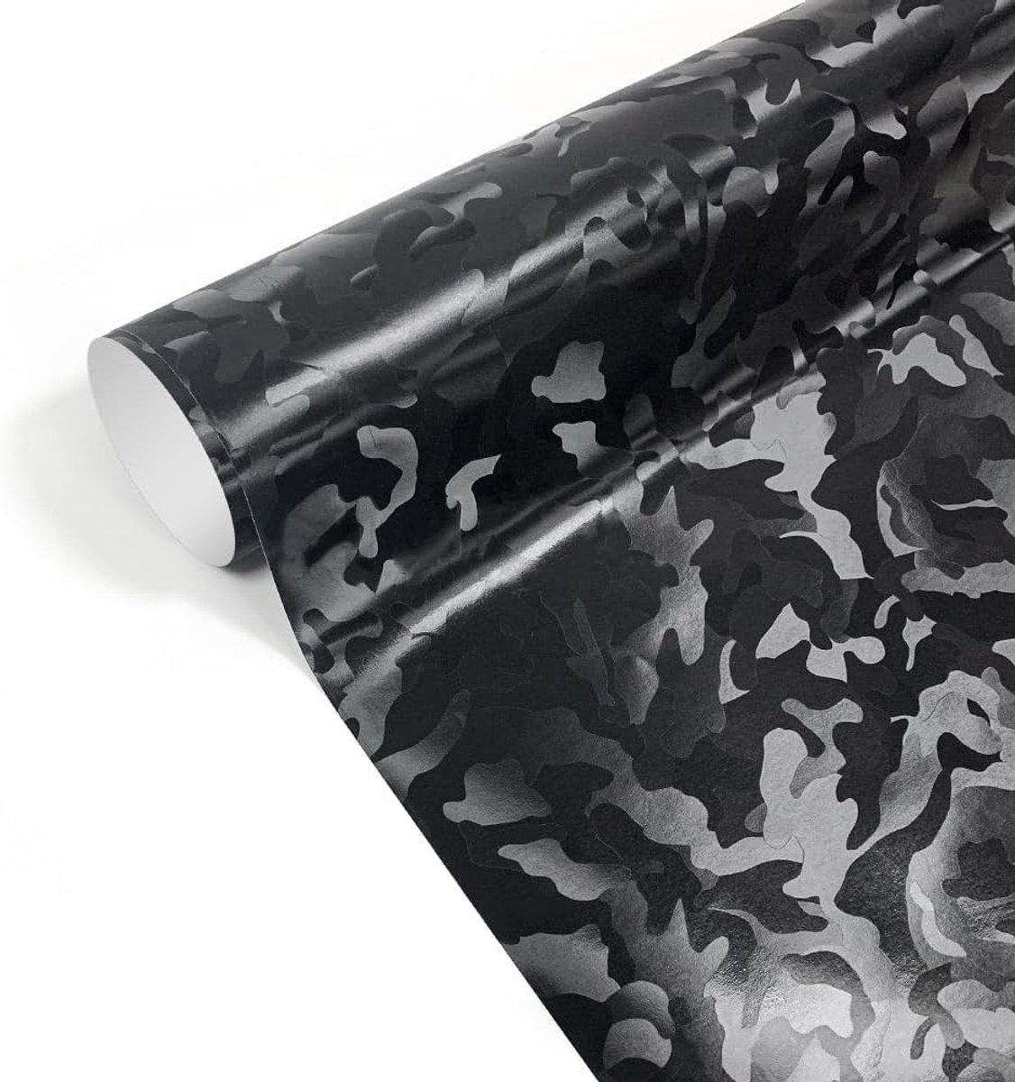 Autofolie, 3D-carbonfolie, camouflage van vinyl, zelfklevend, luchtbelvrij, autofolie, folie voor doe-het-zelfdecoratie, auto, motorfiets, fiets, lakbeschermingsfolie (camouflage zwart, 30 x