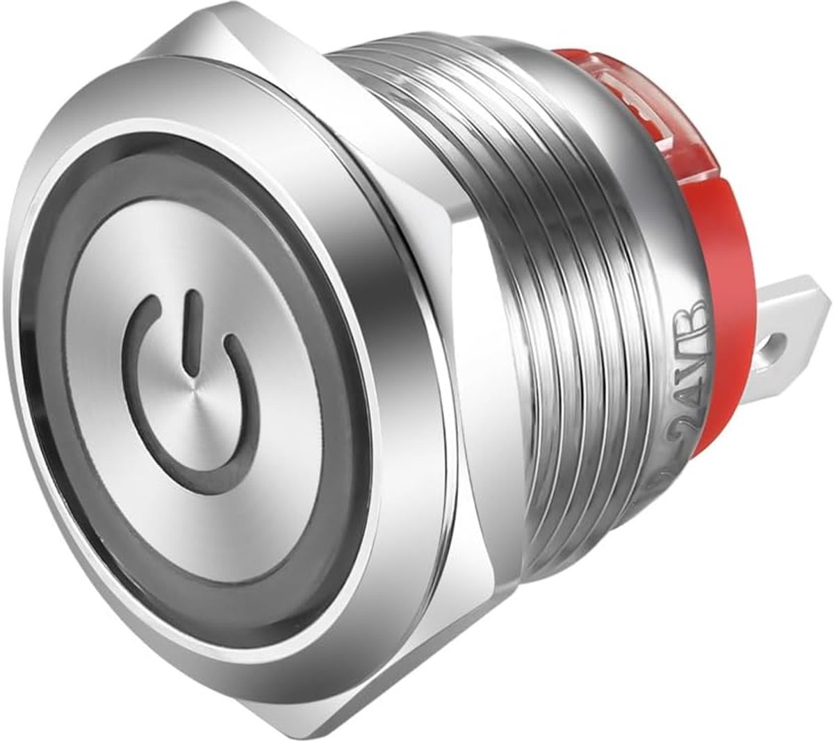 19mm Vergrendelbare Roestvrijstalen Drukknopschakelaar Waterdichte 4-pins SPST-Schakelaar Korte Type Drukknop 20A/12-24V Blauwe LED