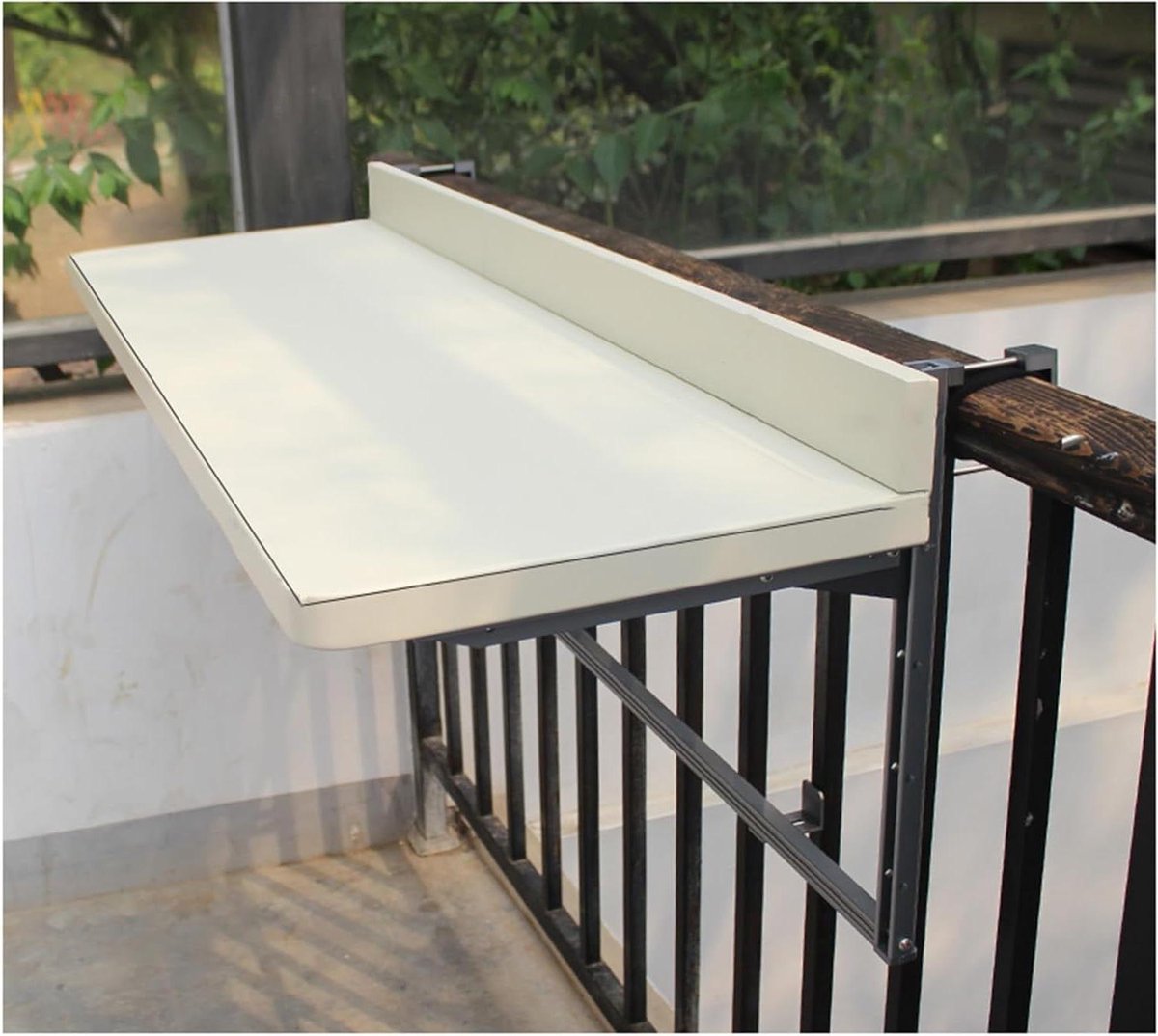 Balkontafel Opvouwbaar - Hangtafel Balkon - Buiten Zitten - Verstelbare Hoogte - 80 x 39 cm - Wit