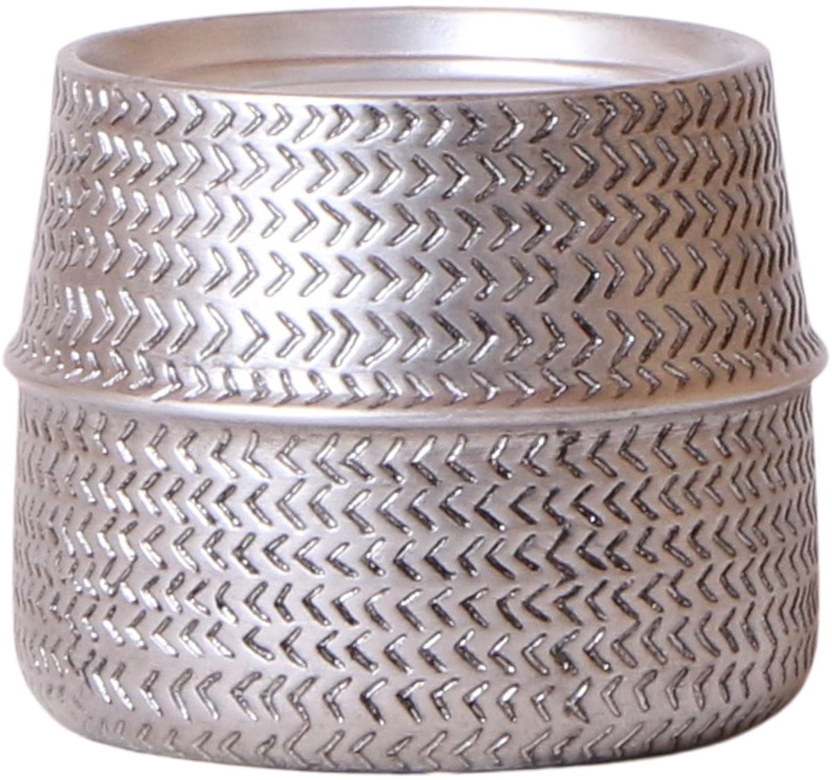 Kolibri Home | Groove bloempot - Zilveren keramieken sierpot - Ø12cm