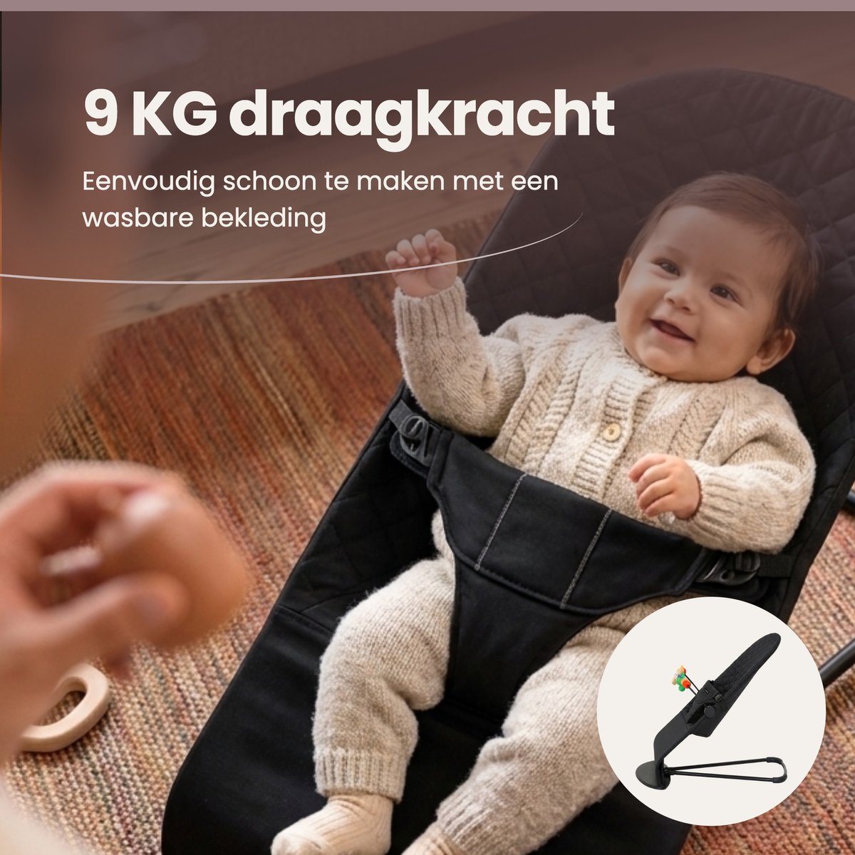 EAS Retail VOF 3Babies Wipstoel - Bouncer - Zwart thumbnail 4