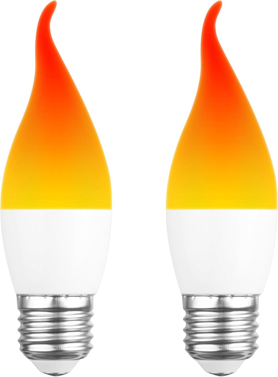 LED-sfeerlamp, 2W E27-lamp, flikkerend licht, 3 lichtstanden, decoratieve LED-lampen voor binnen en buiten, voor huis, tuin, bar, Halloween en Kerstmis (2 stuks)
