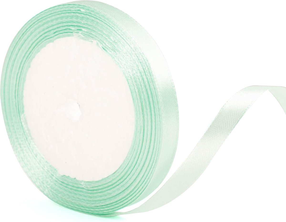 10 mm mintgroen cadeaulint 22 meter, dun satijnen cadeaulint, geschikt voor kersttaarten, haaraccessoires, boeketten, bloemenwinkels, knutselwerkjes, decoratielint voor trouwauto's