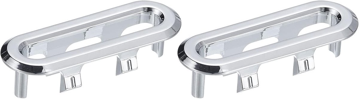 2 stuks gootsteen trimmen overloop deksel gootsteen overloop ringen 47,6 x 13,5 mm ovaal badkamer keuken wastafel afvoerdeksel gatinzet doppen zilver