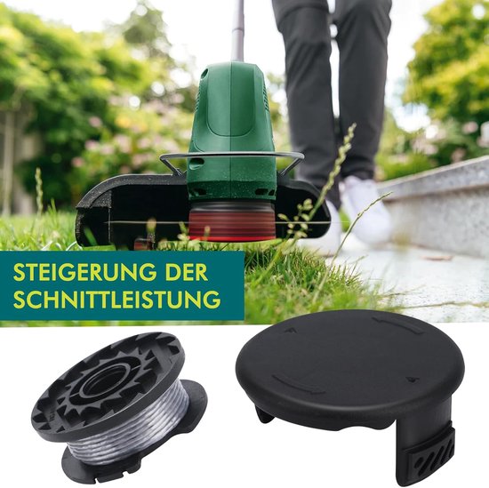draadspoel F016800569 geschikt voor Bosch Art 23 SL en Art 26 SL reservedraadspoel 4 m lengte Ø 1,6 mm en vervangende trimmerkap F016F04557 (12 spoelen + 2 doppen) — afbeelding 4