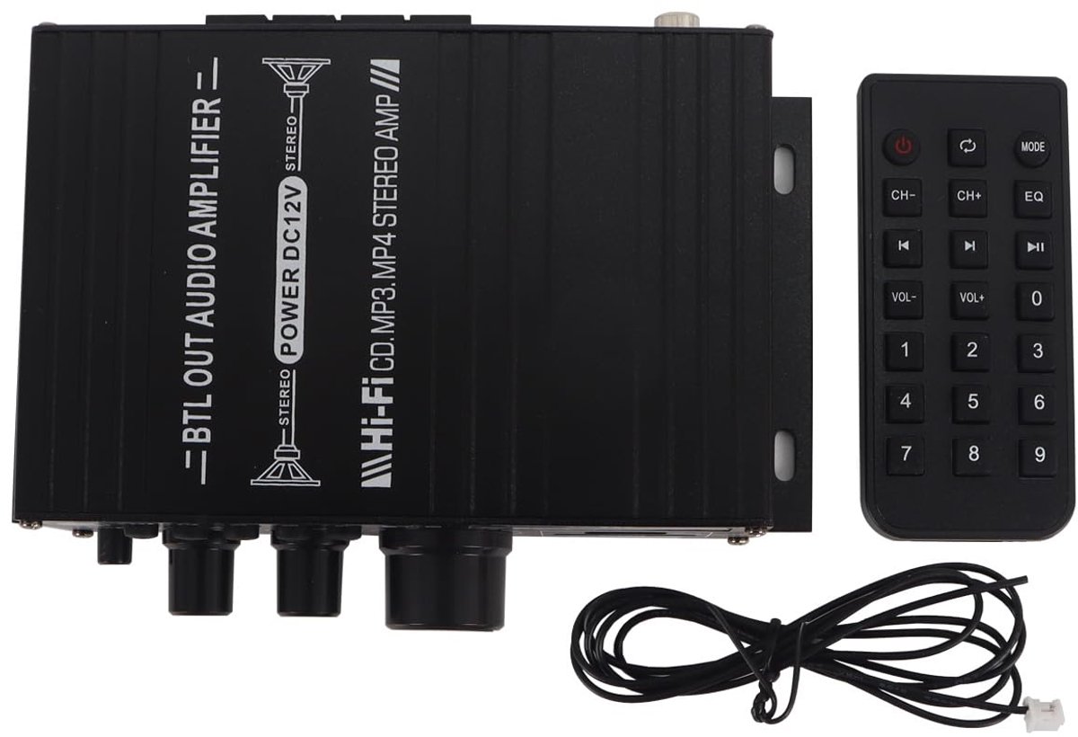 SnelShoppen - Bluetooth-versterker AK-380 12V 40W + 40W audio-stereoversterker met Bluetooth 5.0, USB/SD/AUX/FM-antenne voor luidsprekers, ideaal voor