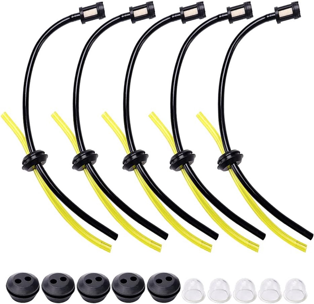 5 Sets Universele Brandstoffilterset, Grasmaaier Brandstofleiding, Brandstofslang met Filter Primer Lamp Assy, Maaimachine Maaier Brandstofbuis Strimmer voor Maaier Bosmaaier, Grasmaaier