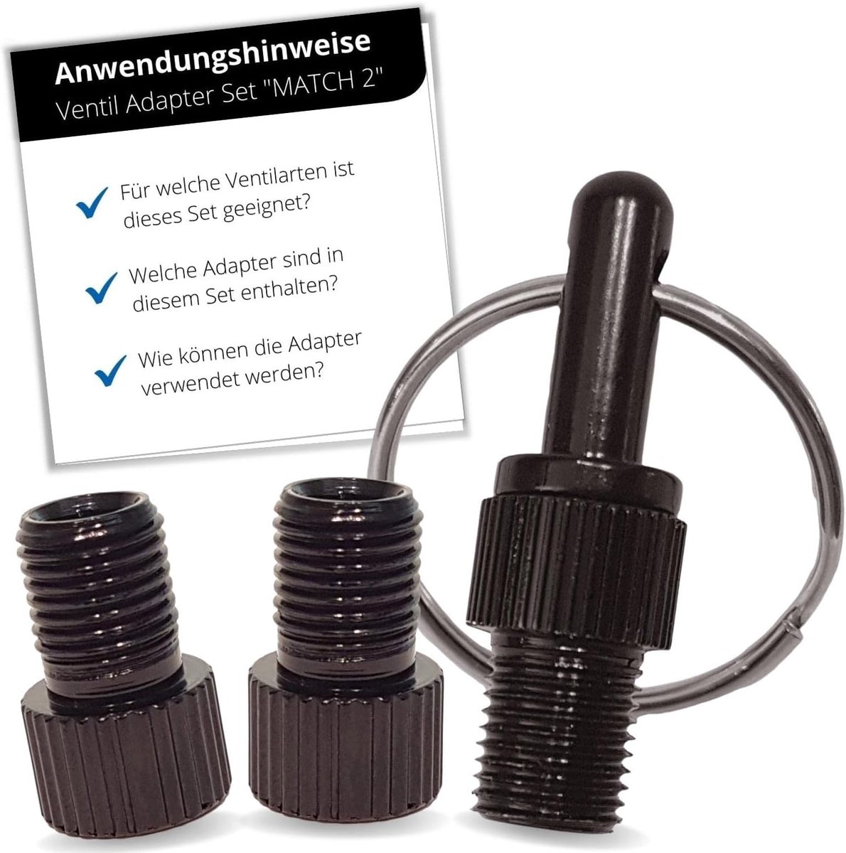 sports Fietsventieladapterset met sleutelhanger, 3 stuks ventieladapters van aluminium, kleurrijke ventieladapter voor de fiets met handleiding (mogelijk niet beschikbaar in het Nederlands)