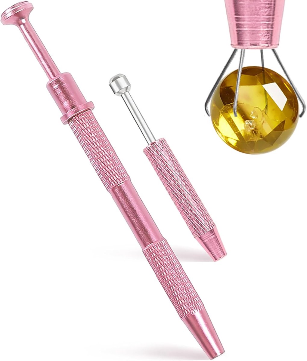 2-delig piercingwisselgereedschap, 4 klauwgrijpers en kogelhouder voor oorbellen met platte achterkant en neus/lippiercings, veilig opnamegereedschap voor lichaamssieraden (roze)