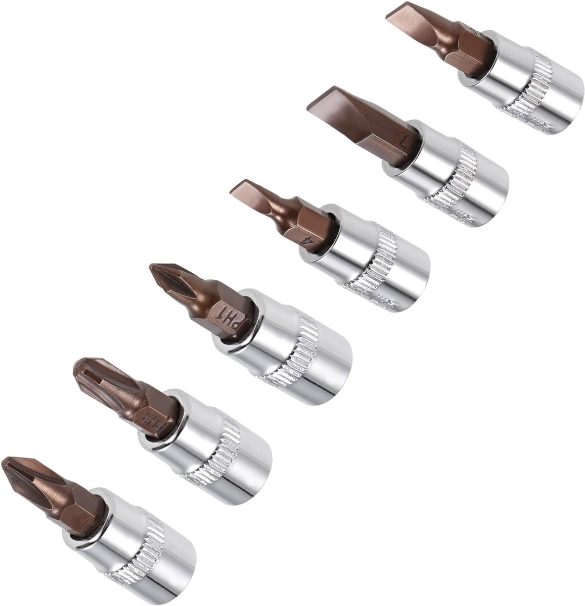 Bit Socket Set, 1-#3, FD4-FD7 Bit 1/4" Drive, S2 Staal Warmte Behandelde CR-V Socket - (Toepassingen: voor Bevestigingstoepassing)