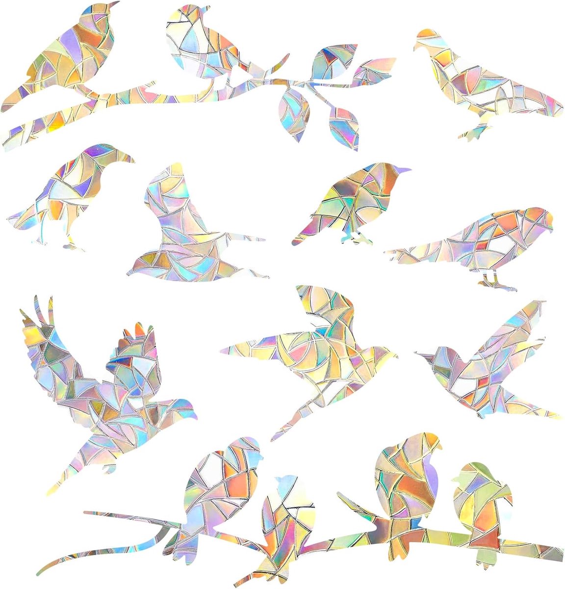 Raamstickers, vogelbescherming, prisma raamstickers, regenboogfolie, zonnevanger voor ruiten, vogelbescherming en decoratie