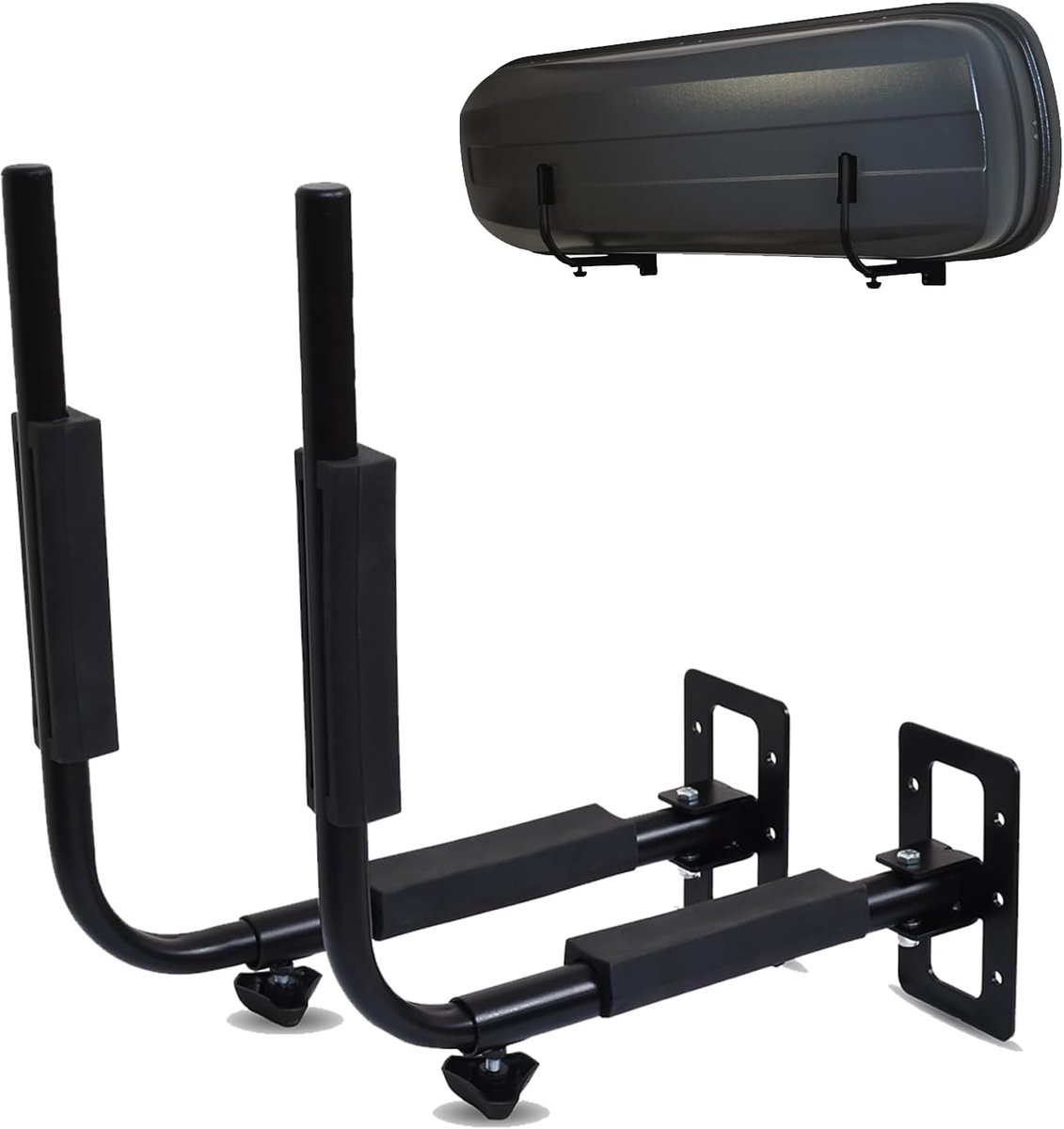 Dakkoffer Wand-bevestiging [Voor dakkoffers tot 52cm hoogte, 40kg draagvermogen, Afstand traploos instelbaar, Ruimtebesparend dankzij zwenkarmen, Incl. pluggen/schroeven]