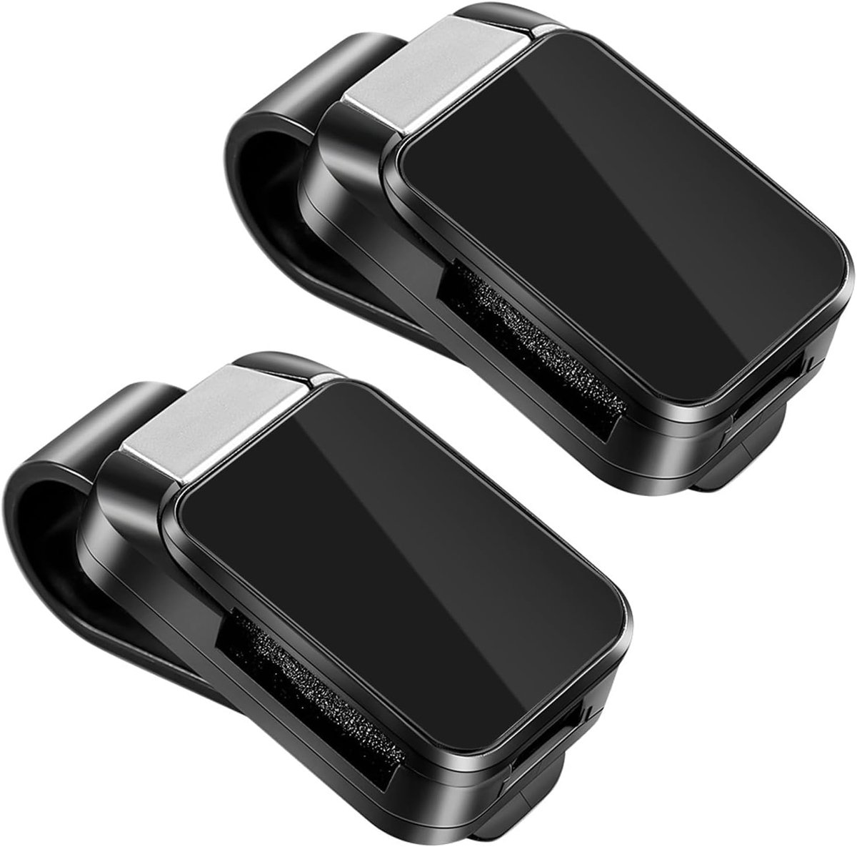2 stuks zonnebrilhouders voor de auto, universele brilhouder voor auto, zonnevizier, antislip brilclip, bediening met één hand, eenvoudige montage zonder gereedschap, veilige opslag