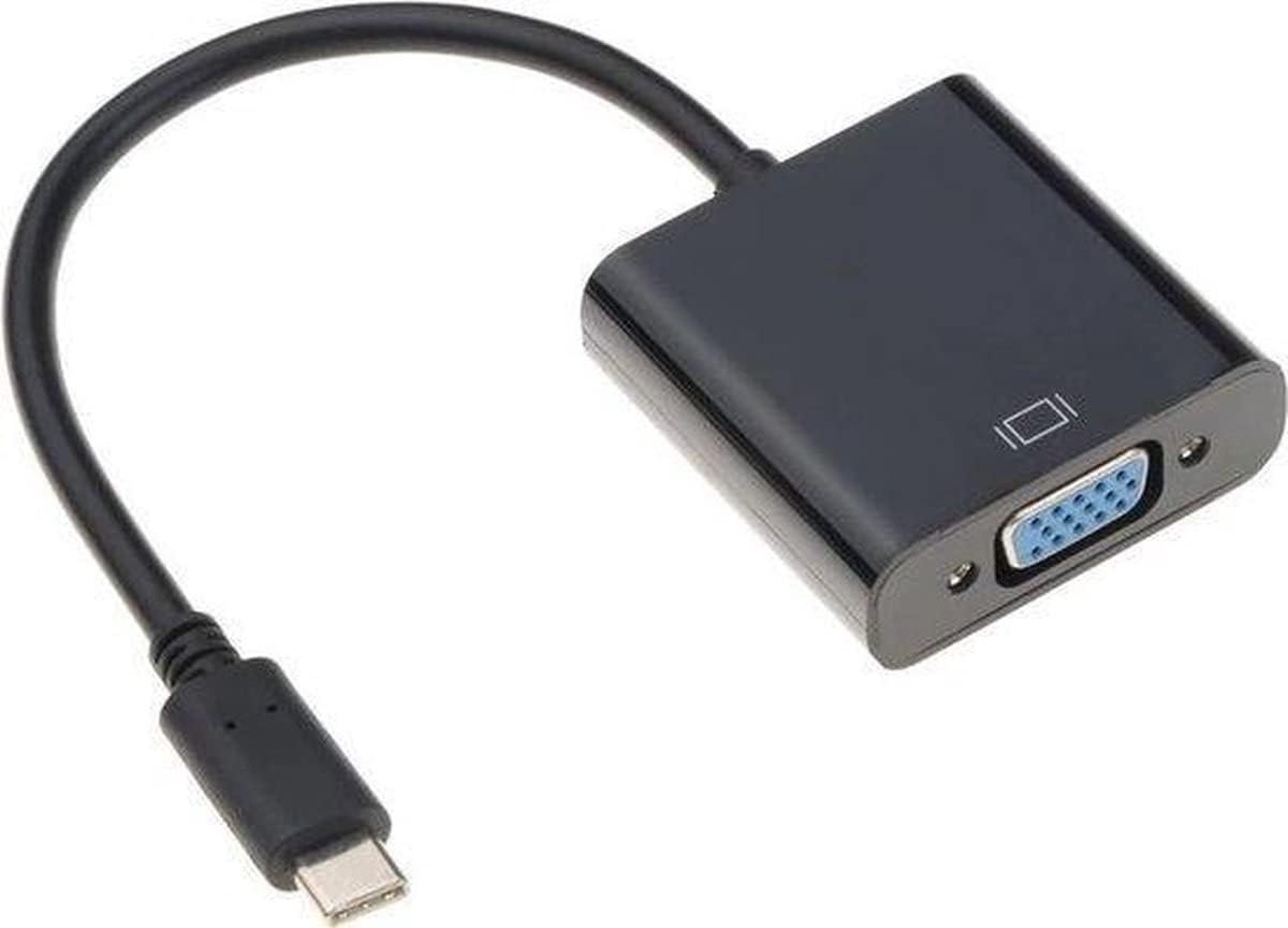 USB-C naar VGA adapter kabel USB Type C voor o.a. Macbook/Chromebook/Acer/Dell/HP/Lenovo - Zwart
