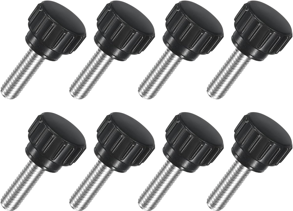 8 stuks M5 x 15 mm gekartelde spanknoppen, 304 roestvrij staal duimschroef spanknop ronde schroefdraad handbout knop 14 mm diameter voor machines
