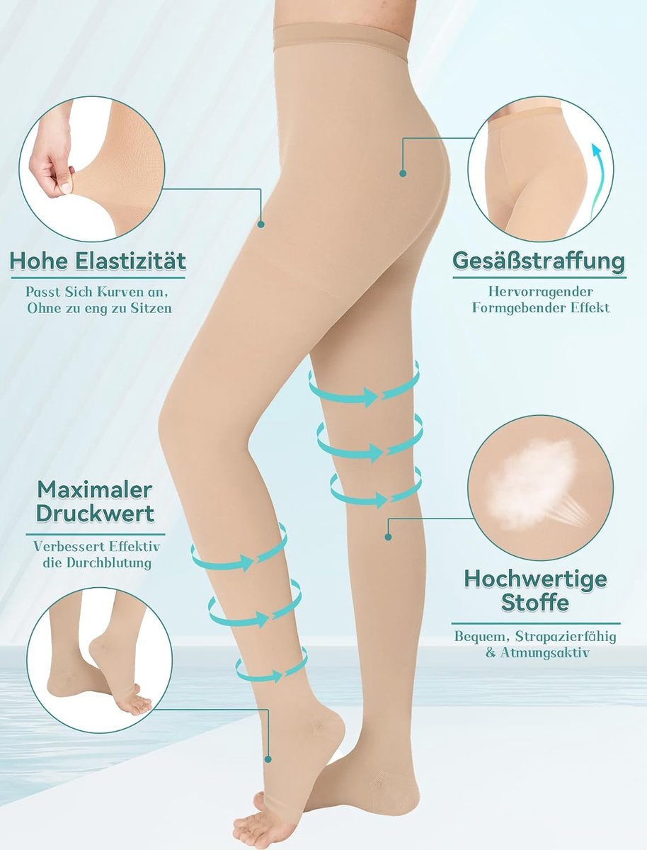 Kousen voor dames en heren, lang, 15-20 mmHg, klasse I, gegradueerde compressiekousen, steunkousen, open teen voor zwangerschap, spataderen, oedeem, lipoedeem