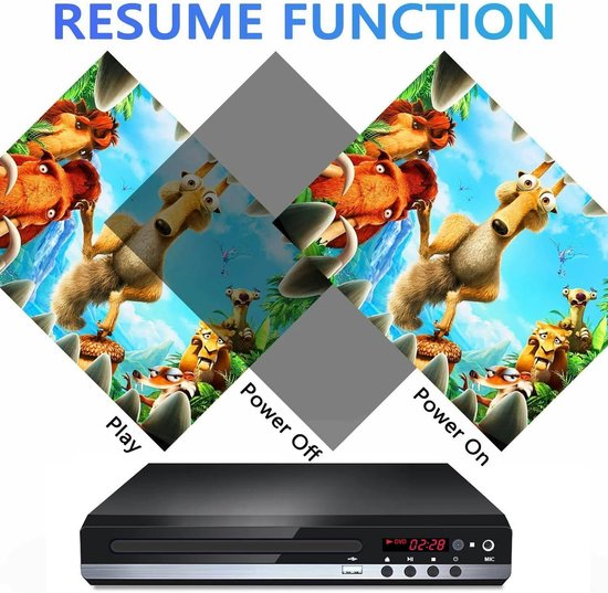 DVD-speler voor tv, cd-speler met afstandsbediening, 1080p HD, compacte speler, regio-vrij, HDMI- en RCA-kabels, USB-ingang, geschikt voor monitor en projector, nieuwe en oude tv's. — afbeelding 3