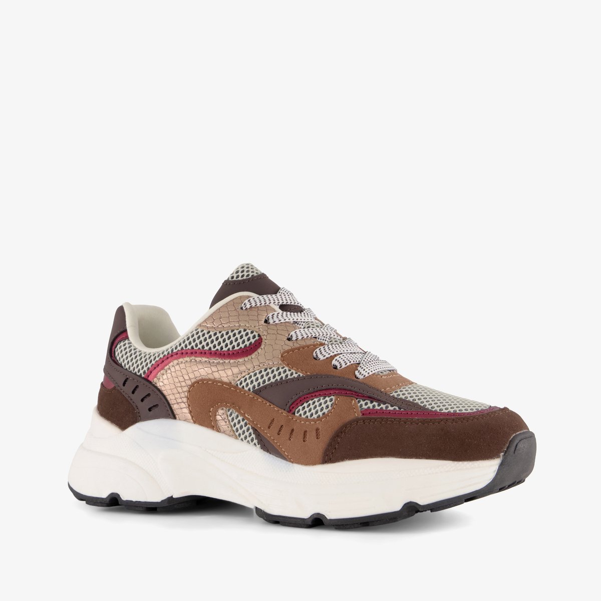 Blue Box dames dad sneakers bruin rood - Maat 41 - Uitneembare zool