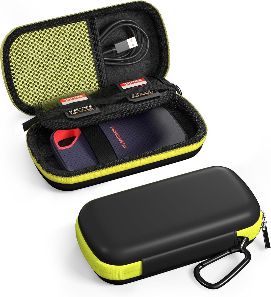 Shockproof EVA Reistas voor USB C Opslag, Geschikt voor 500GB tot 8TB, Met 2 Slots en Duurzaam Ontwerp