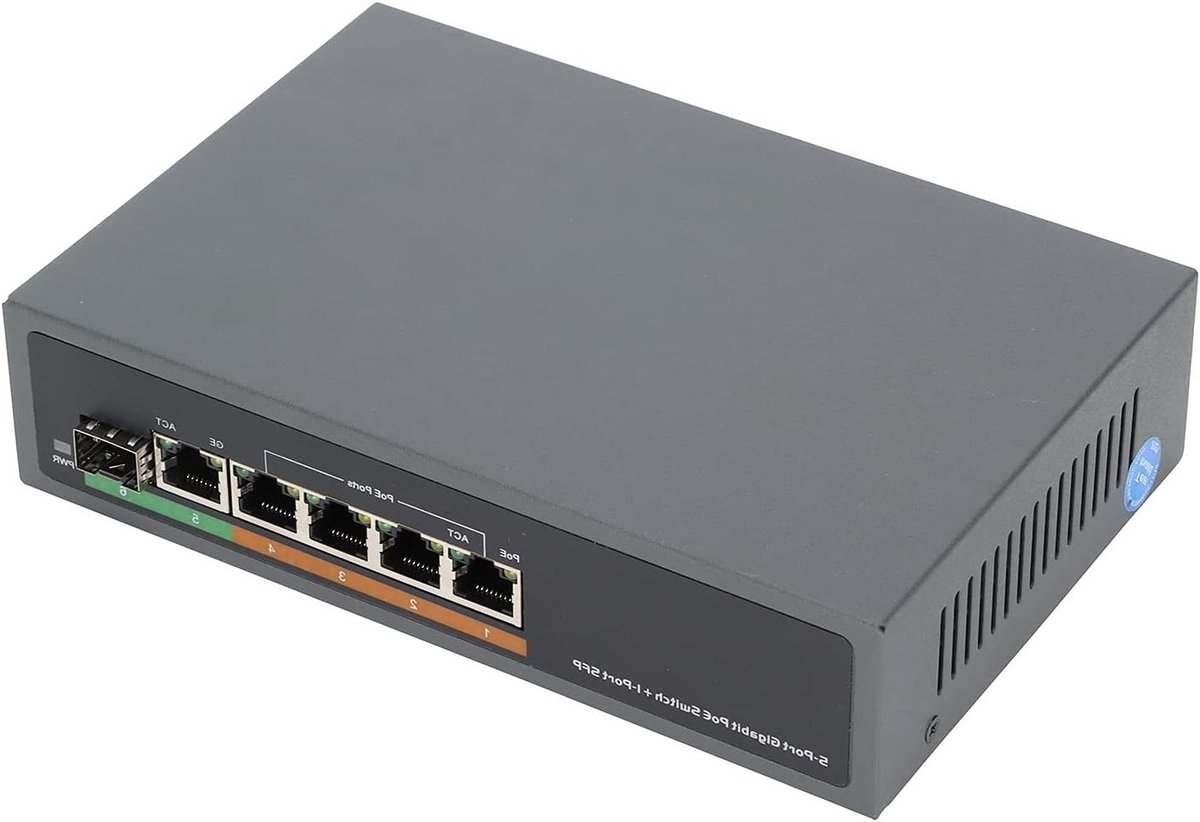 Gigabit POE Switch - Netwerk Switch - Netwerk Uitbreiden - 5 Poorten met SFP - 65W - Grijs