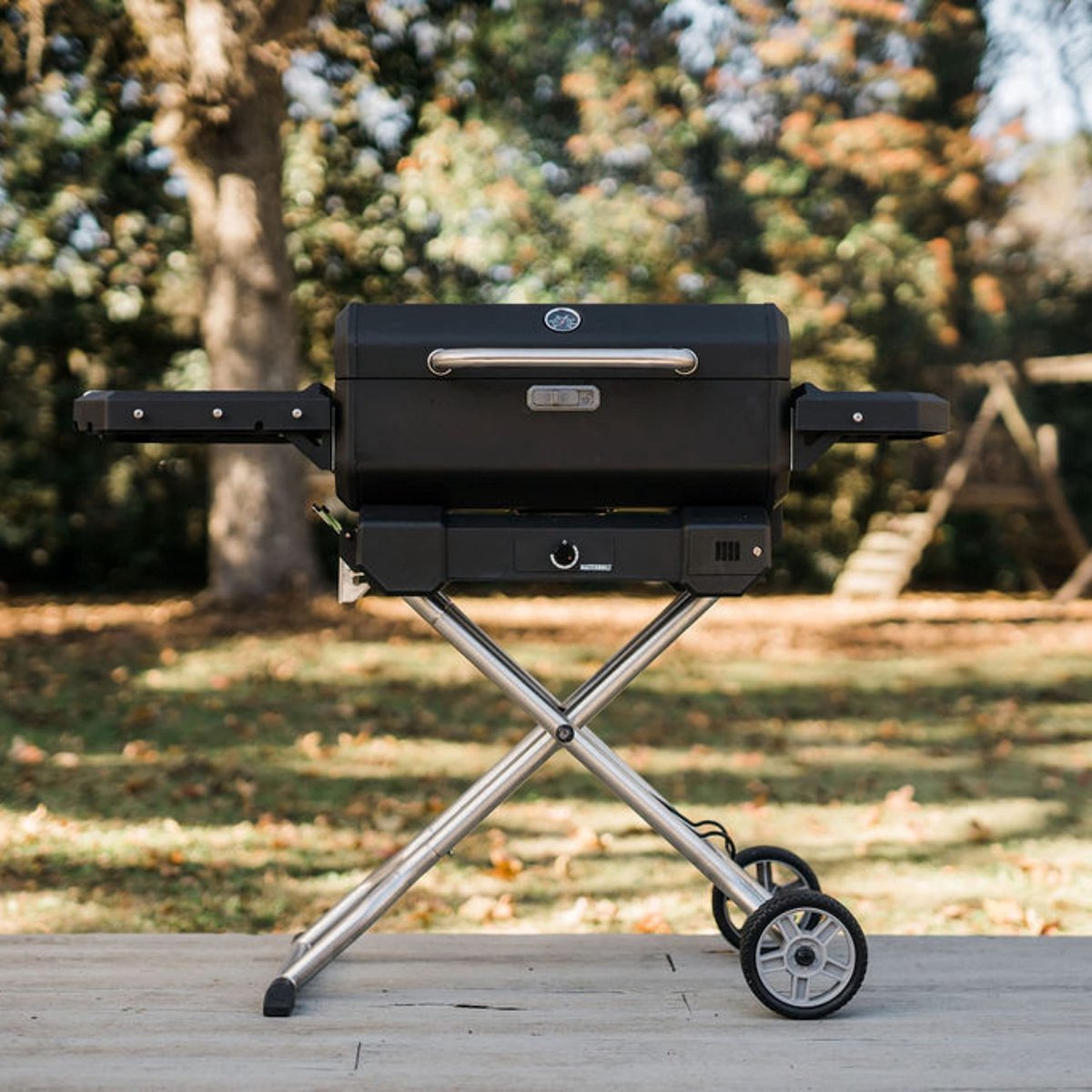 SnelShoppen - Draagbare Houtskool Grill en Roker met Winkelwagen Zwart - Perfect voor Tuin, Camping, Feestjes, en Buiten koken - Stevige Constructie,