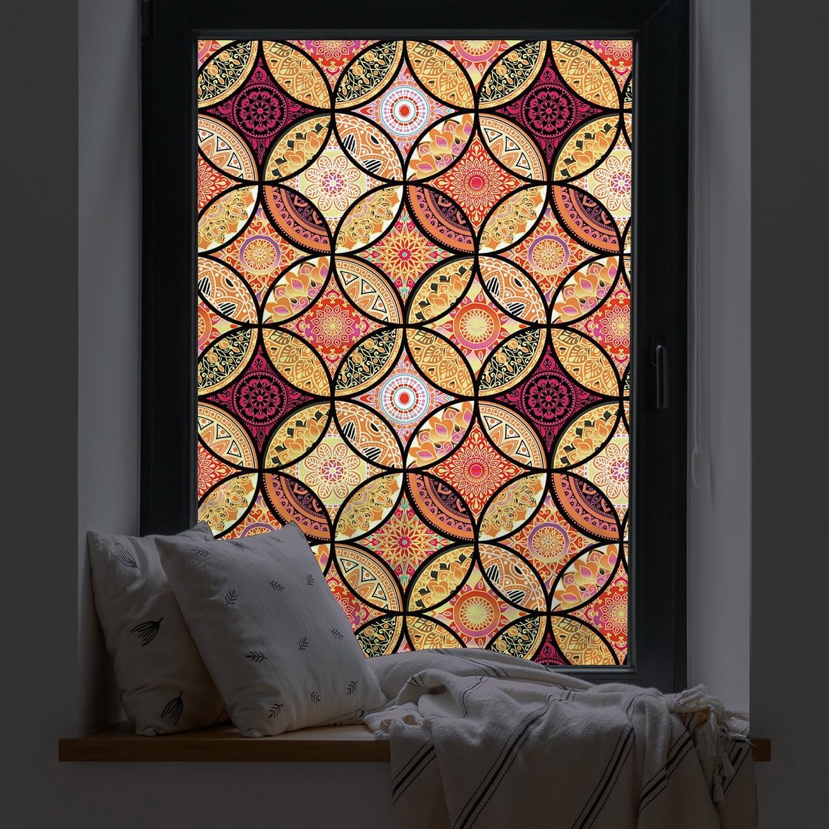 SnelShoppen - Raamfolie Privacy-Vinylfolie 90 x 200 cm - Niet-Klevende Glas-in-Lood Folie voor Badkamer en Douchedeur - Warmteregeling en Anti-UV Besc