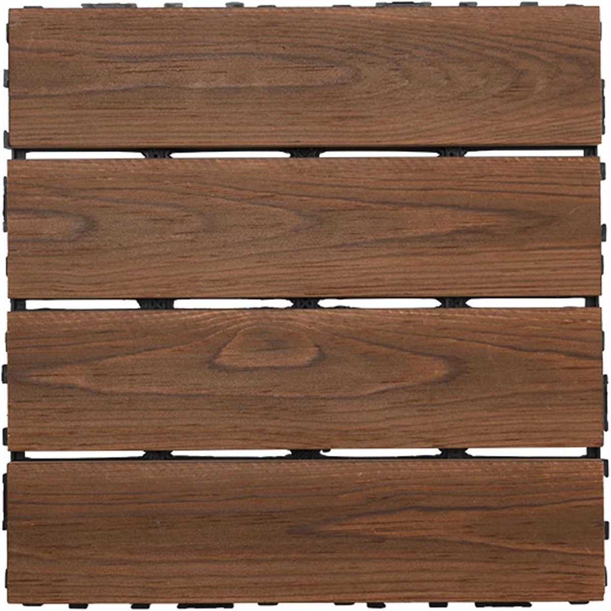 Houten Dektegels - Vloertegels Hout - Terras Aankleden - In elkaar grijpend Systeem - 30 x 30 cm - Houtkleur