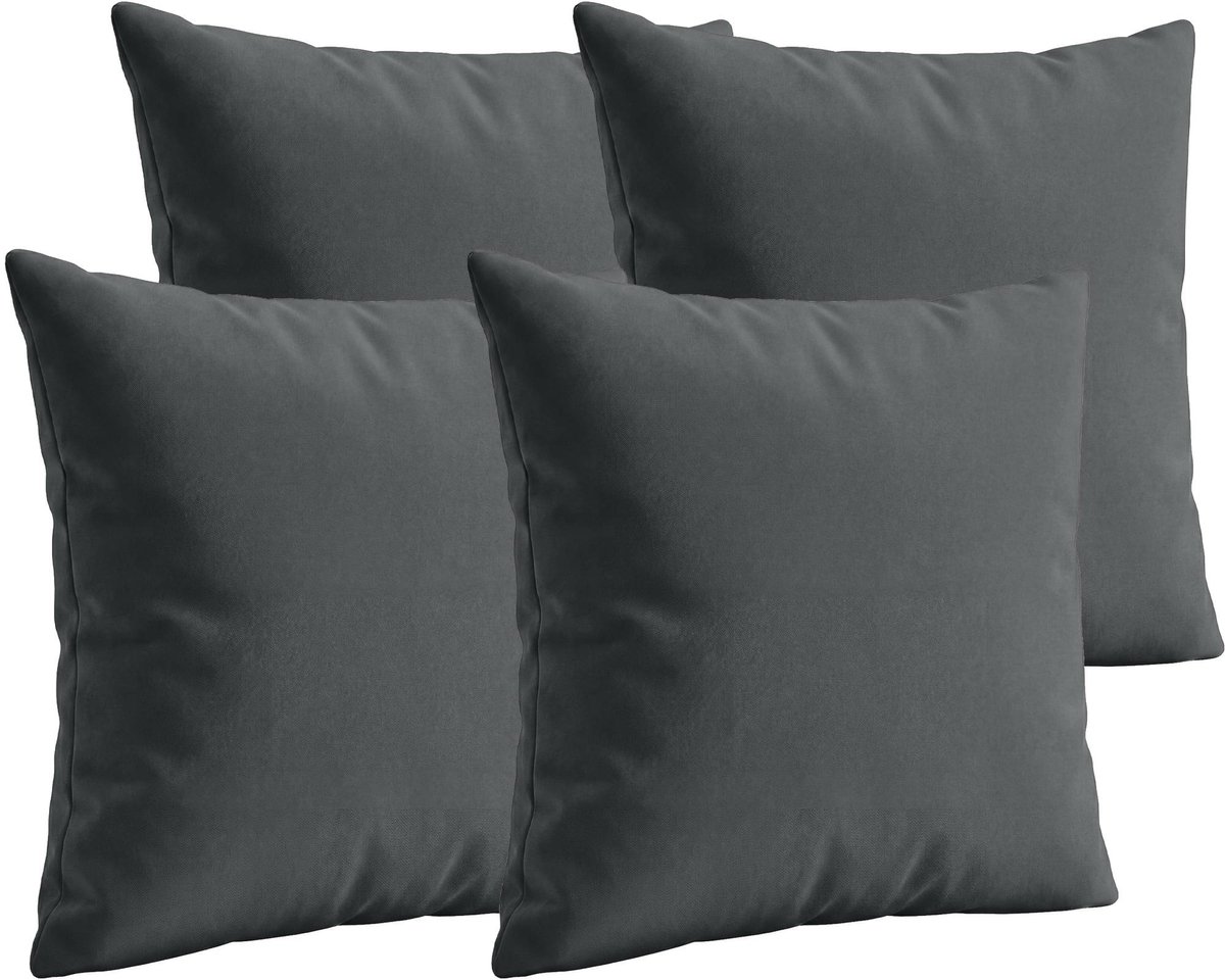 CLP Sierkussens Set van 4 - Zonder Vulling - 45x45 cm - Decoratieve Kussens voor Bank & Tuin - Wasbaar met Ritssluiting ijzergrijs