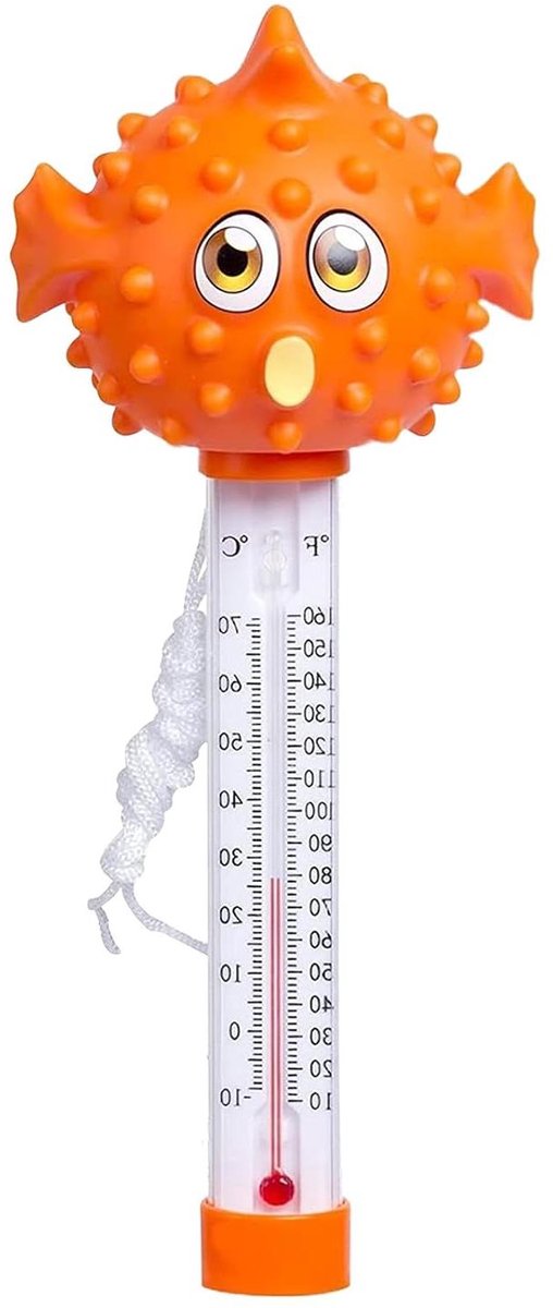 Zwembadtemperatuurmeter - Waterdichte thermometer - Water temperatuur meten - Drijvend dier ontwerp - 25.2 cm - Oranje