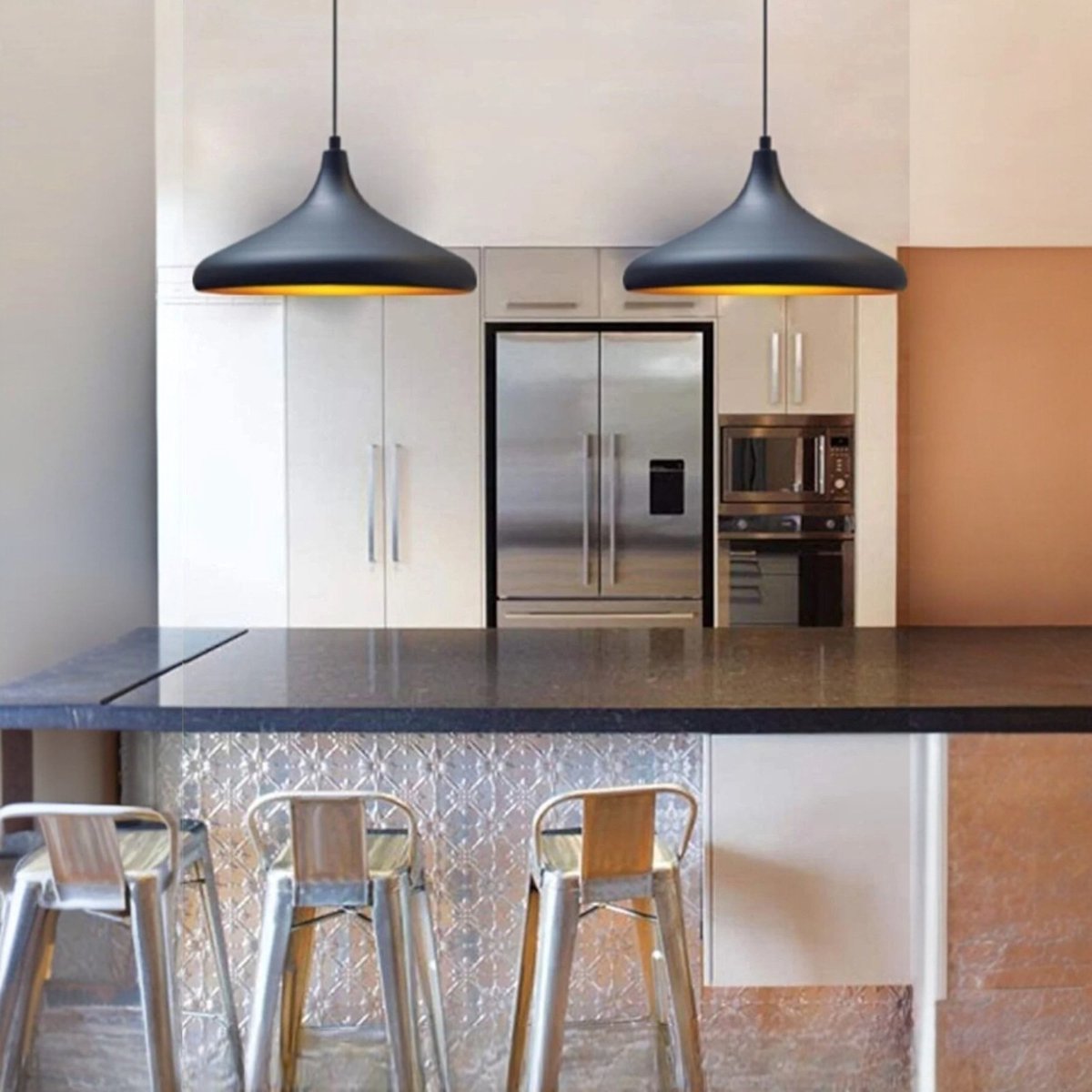 Bamyum Champion hanglamp, industriële Modern stijl, Ø35 cm, zwart metalen lamp