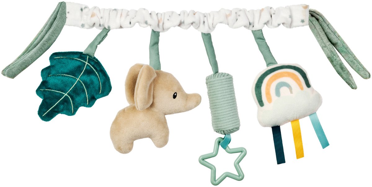 Nattou Lapidou Wagenspanner - Kinderwagen Activiteitenspiraal - Reiswieg en Kinderwagenaccessoires - Lindegroen